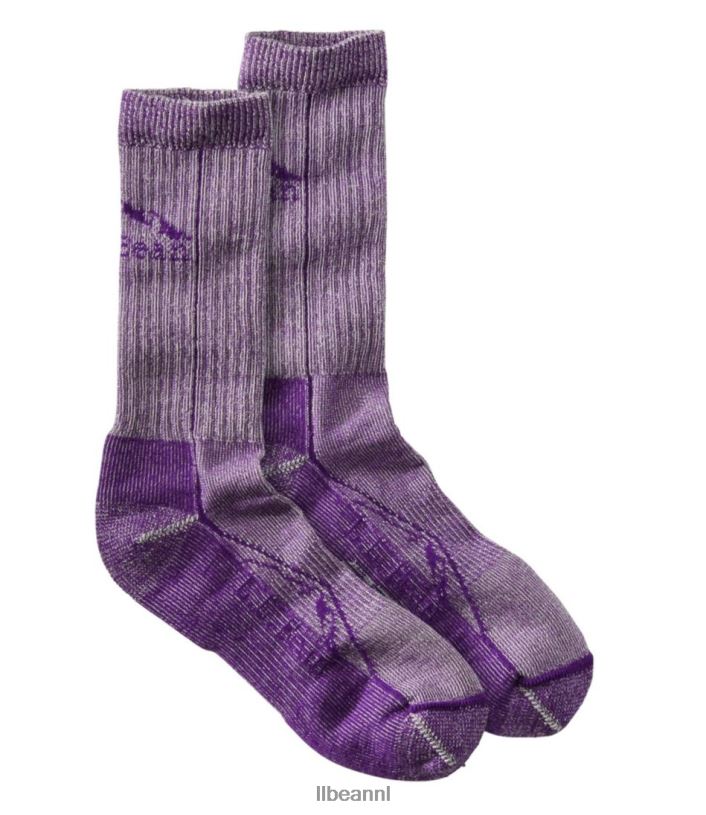 L.L.Bean Heren unisex cresta wollen no-fly zone lichtgewicht wandelsokken lila accessoires VT0645710