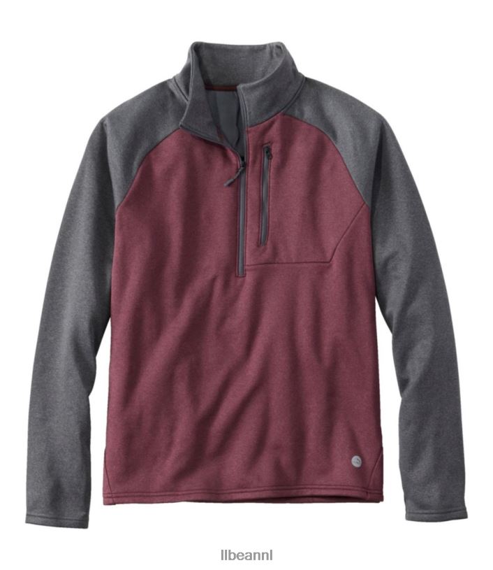 L.L.Bean Heren bergfleece halve ritssluiting legering grijs/bordeaux bovenkleding VT064556