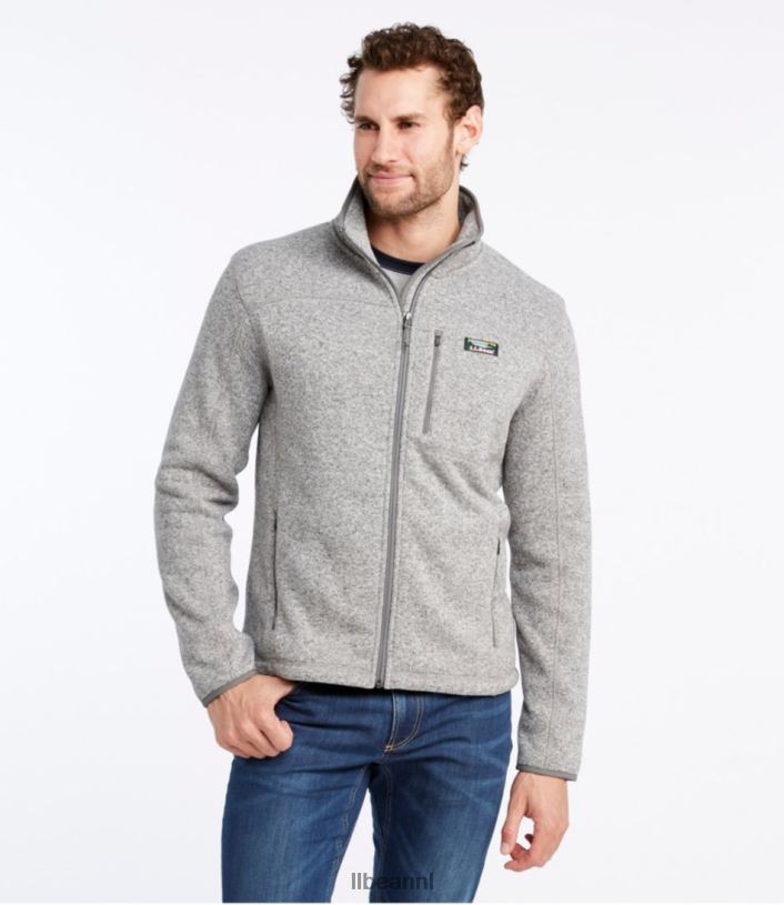 L.L.Bean Heren sweaterfleece jack met volledige ritssluiting grijze heide bovenkleding VT064397