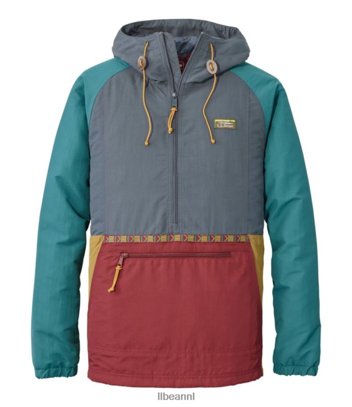 L.L.Bean Heren berg klassieke geïsoleerde anorak bronsgrijs/bordeaux bovenkleding VT0643442