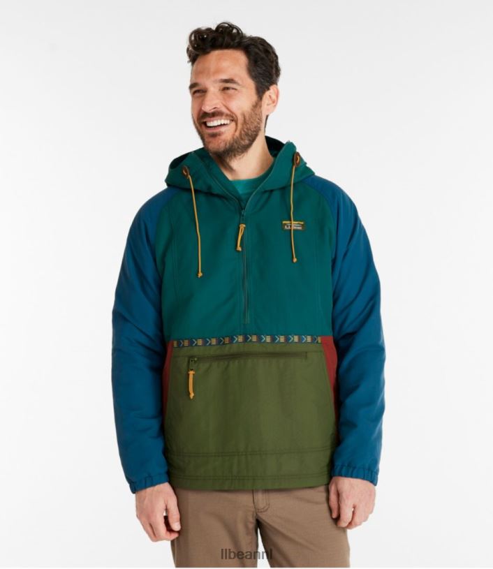 L.L.Bean Heren berg klassieke geïsoleerde anorak bronsgrijs/bordeaux bovenkleding VT0643442