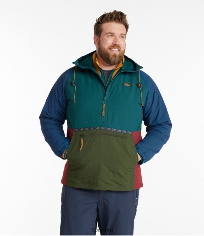 L.L.Bean Heren berg klassieke geïsoleerde anorak bronsgrijs/bordeaux bovenkleding VT0643442