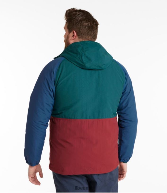 L.L.Bean Heren berg klassieke geïsoleerde anorak bronsgrijs/bordeaux bovenkleding VT0643442