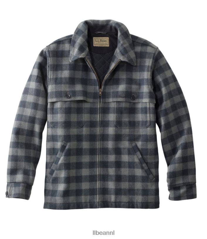 L.L.Bean Heren Maine Guide jac-shirt met ritssluiting aan de voorkant en primaloft schaliegrijs/zwart bovenkleding VT0646064