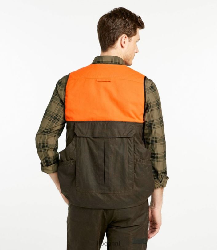 L.L.Bean x Double L Heren hooglandvest van gewaxt katoen otterbruin/jager oranje uitrusting voor buiten VT0641789