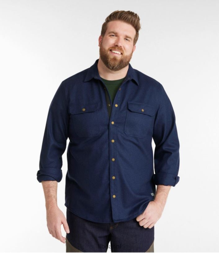 L.L.Bean Heren Maine Guide merinowollen flanellen overhemd marine uitrusting voor buiten VT064115