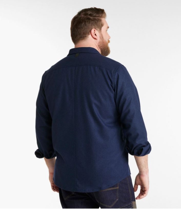 L.L.Bean Heren Maine Guide merinowollen flanellen overhemd marine uitrusting voor buiten VT064115