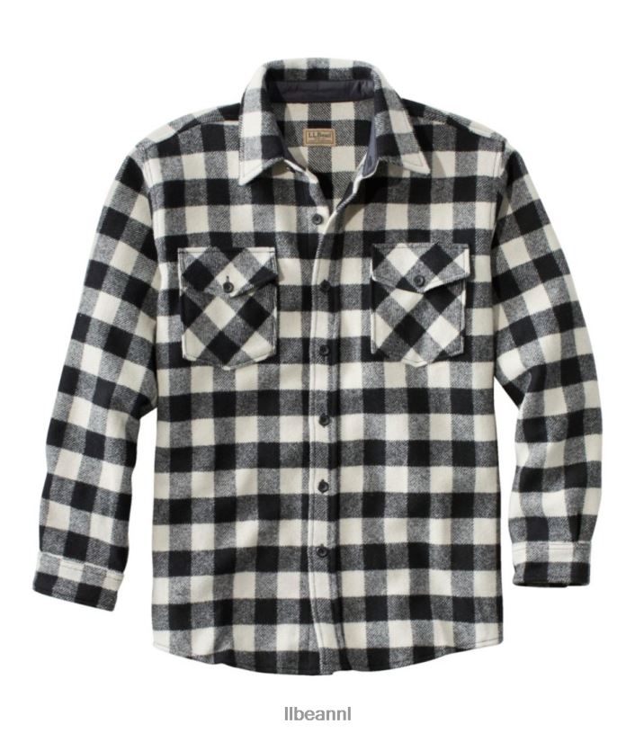 L.L.Bean Heren Maine gids shirt crème/zwart uitrusting voor buiten VT0646169