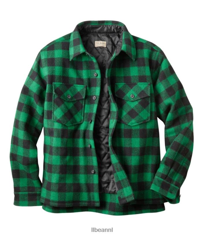 L.L.Bean Heren Maine gidsshirt met primaloft groen Zwart uitrusting voor buiten VT0641255