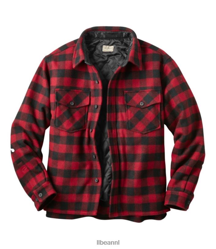 L.L.Bean Heren Maine gidsshirt met primaloft rood Zwart uitrusting voor buiten VT0645242