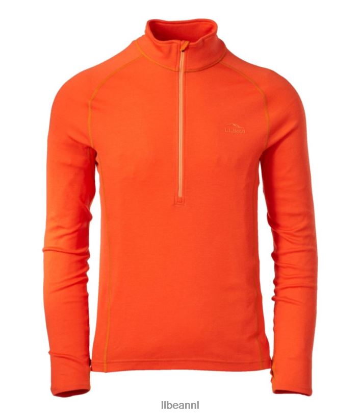 L.L.Bean Heren cresta middelzware 250 top met kwartrits oranje kleding VT0644960