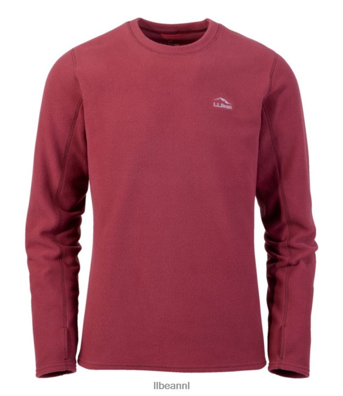 L.L.Bean Heren fleece basislaag met ronde hals rode wijn kleding VT064775