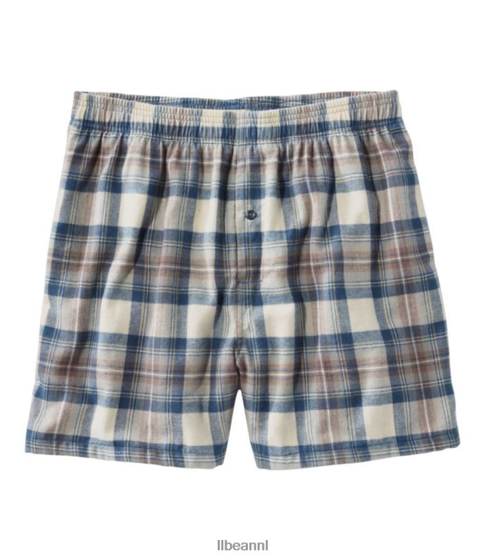 L.L.Bean Heren Schotse geruite flanellen boxershorts indigo tartan kleding VT0643229