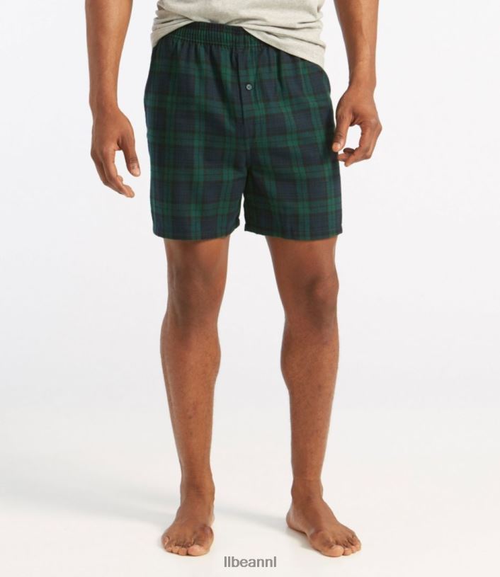L.L.Bean Heren Schotse geruite flanellen boxershorts indigo tartan kleding VT0643229
