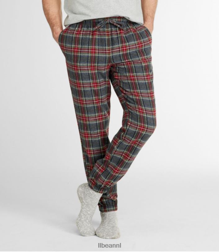 L.L.Bean Heren Schotse geruite flanellen joggingbroek grijze steward kleding VT0647012