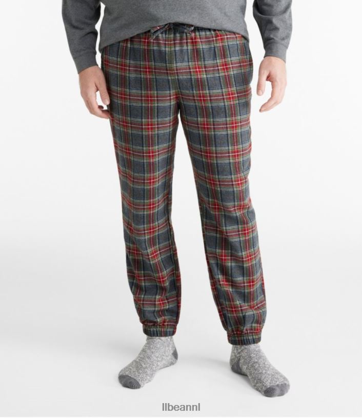 L.L.Bean Heren Schotse geruite flanellen joggingbroek grijze steward kleding VT0647012