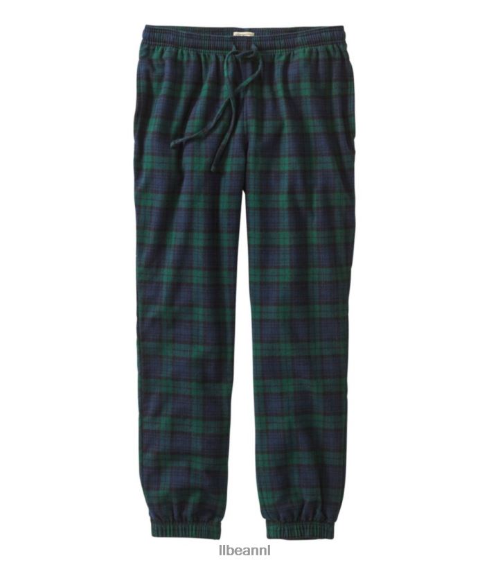 L.L.Bean Heren Schotse geruite flanellen joggingbroek zwarte horloge-tartan kleding VT0644924