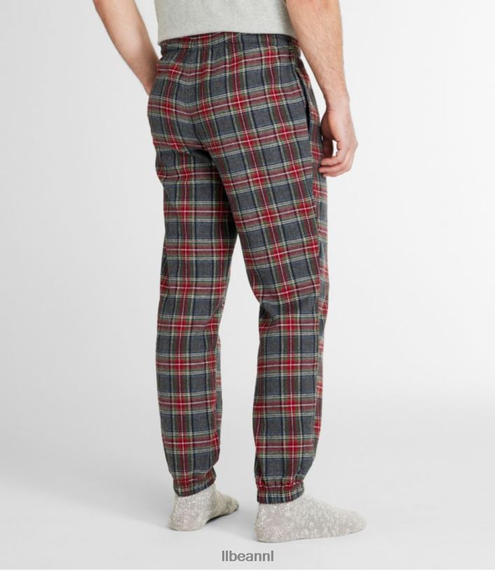 L.L.Bean Heren Schotse geruite flanellen joggingbroek zwarte horloge-tartan kleding VT0644924