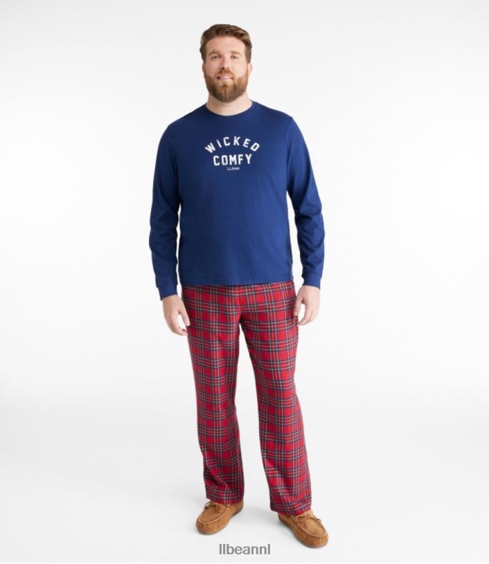 L.L.Bean Heren kamp pyjama set klassiek marineblauw/genieten van het buitenleven kleding VT0644927