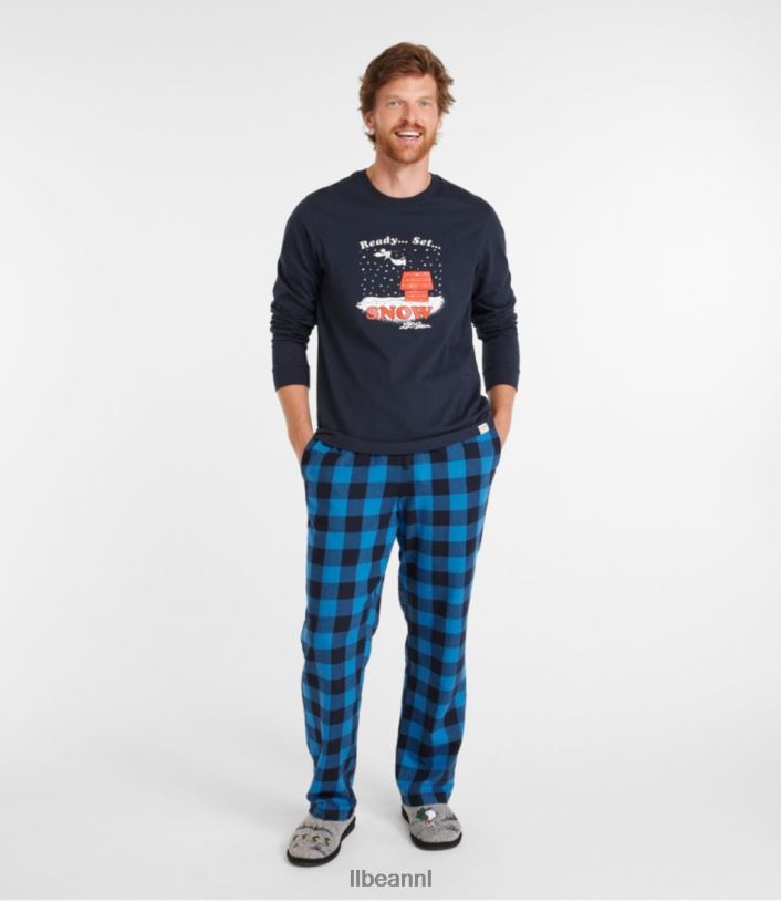 L.L.Bean Heren x pinda\'s kamp pyjamaset marineblauwe buffel kleding VT064637