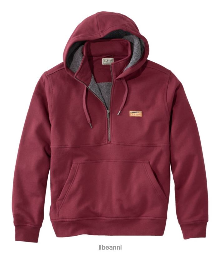 L.L.Bean Heren Katahdin Iron Works sweatshirt met halve rits bordeaux kleding VT064568