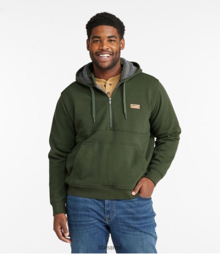 L.L.Bean Heren Katahdin Iron Works sweatshirt met halve rits bordeaux kleding VT064568