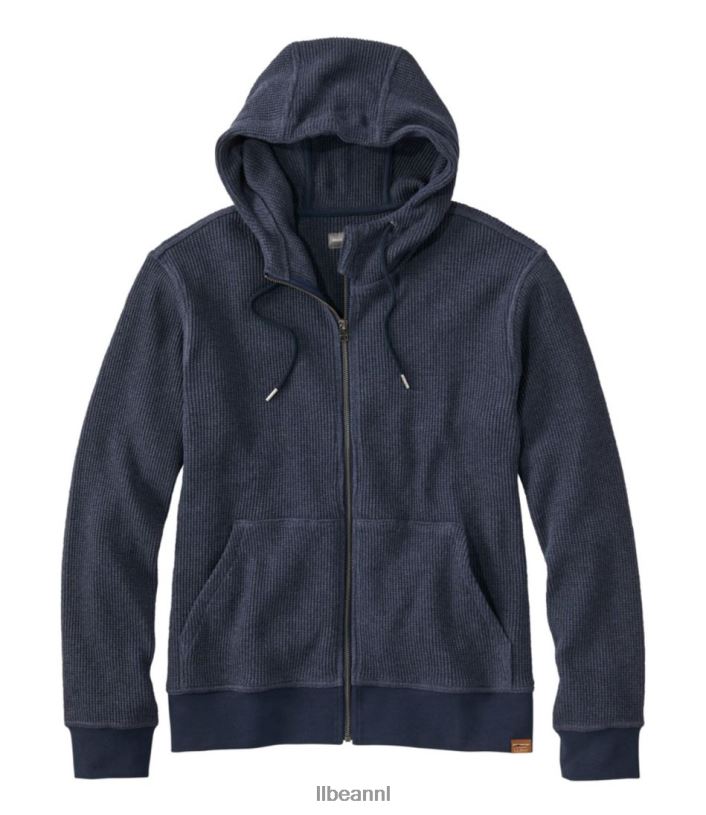 L.L.Bean Heren kenmerkende wafelhoodie met volledige ritssluiting indigo heide kleding VT0644897