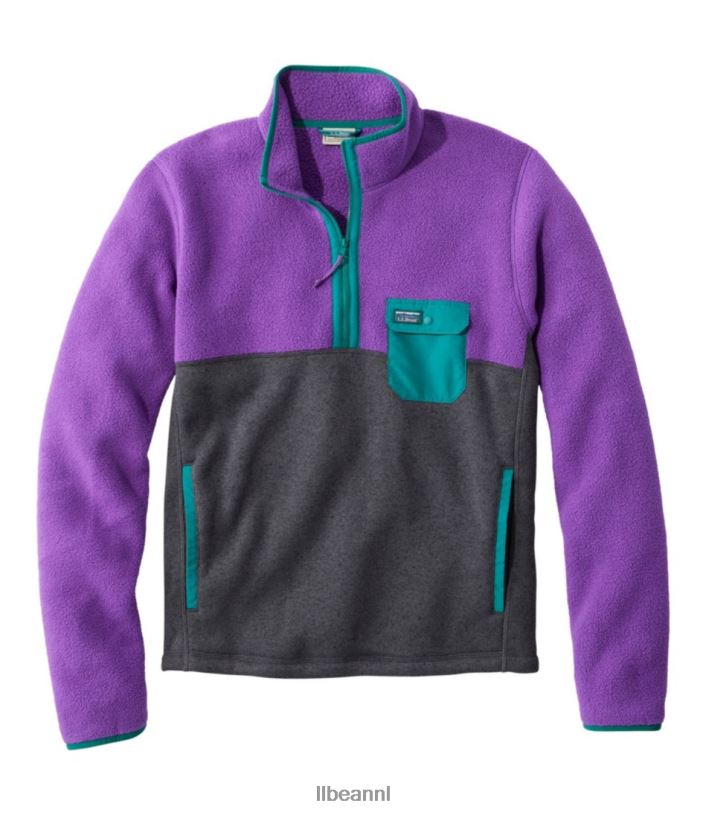 L.L.Bean Heren trui fleece sherpa hybride trui helder paars/houtskoolgrijs gemêleerd kleding VT0645116