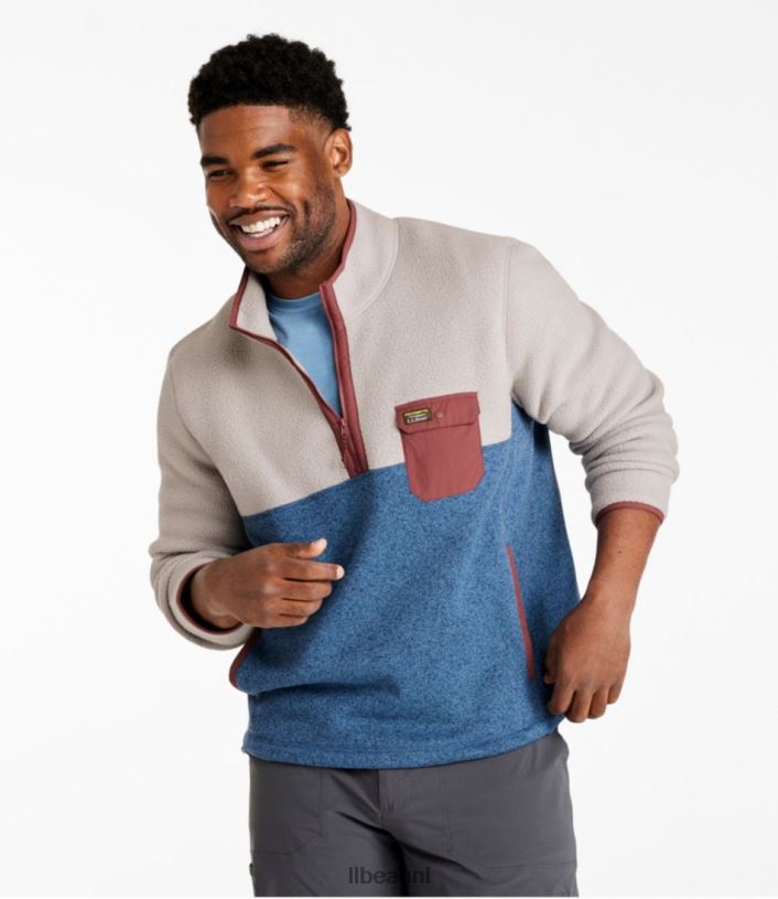 L.L.Bean Heren trui fleece sherpa hybride trui helder paars/houtskoolgrijs gemêleerd kleding VT0645116