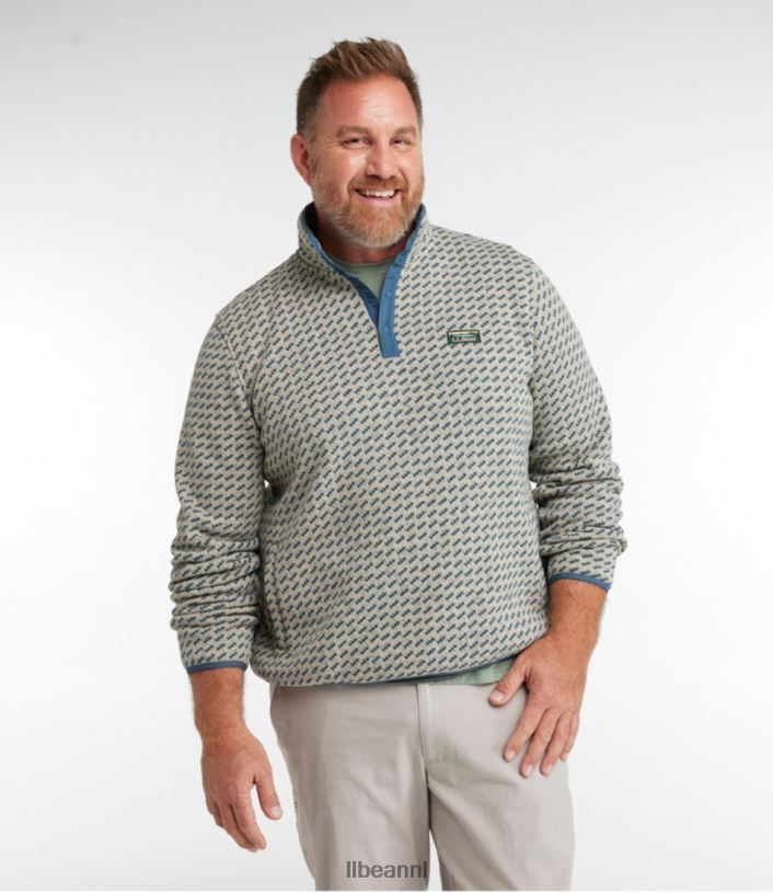 L.L.Bean Heren trui fleece trui buffel geruite granaat kleding VT0643658