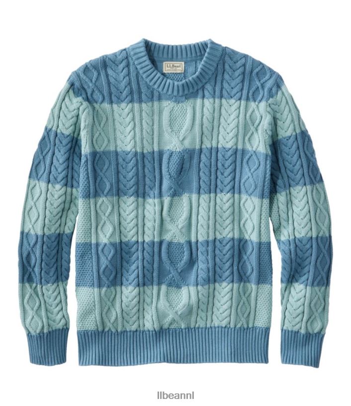 L.L.Bean Heren Heritage zachte katoenen visserstrui blauw aan de baai kleding VT064631