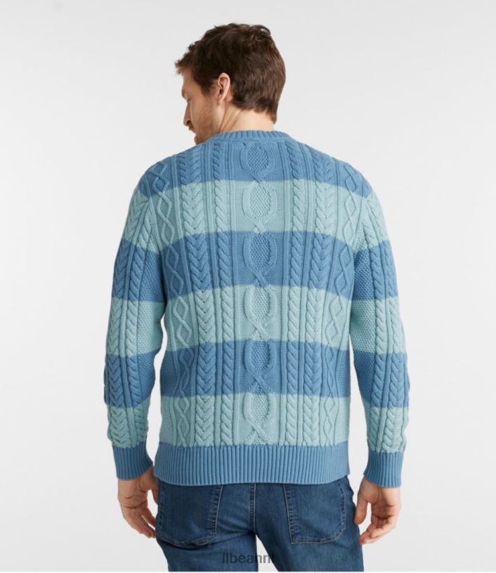 L.L.Bean Heren Heritage zachte katoenen visserstrui blauw aan de baai kleding VT064631