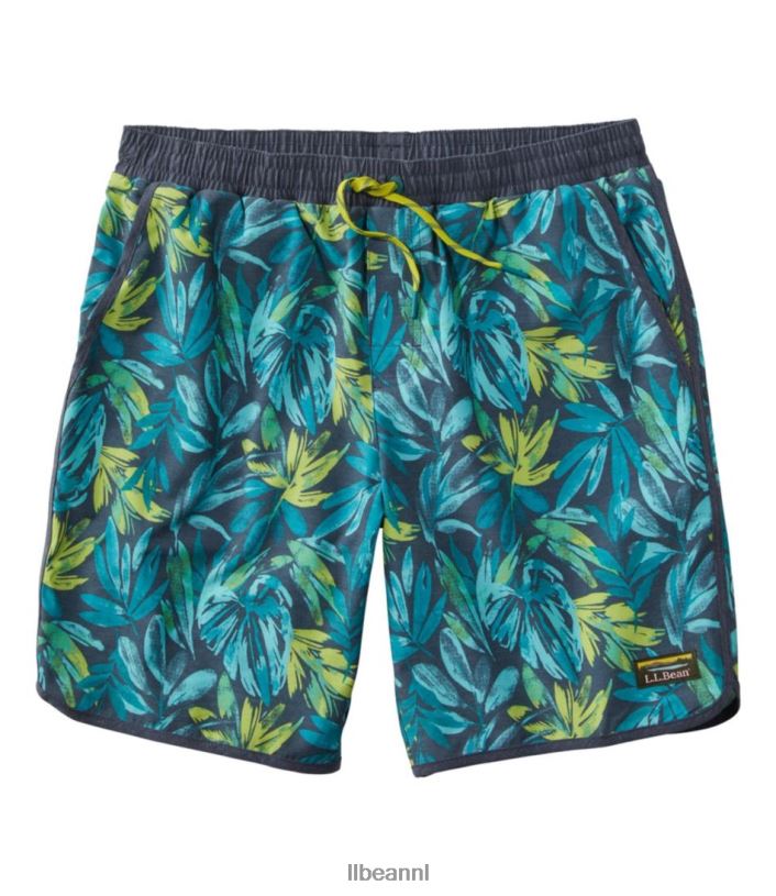 L.L.Bean Heren all-avontuurlijke zwemshorts donkere lagune tropische bladeren kleding VT0646541