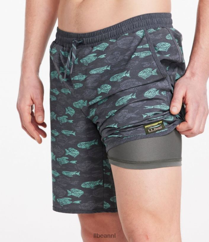 L.L.Bean Heren all-avontuurlijke zwemshorts koolstof marine visprint kleding VT0643211
