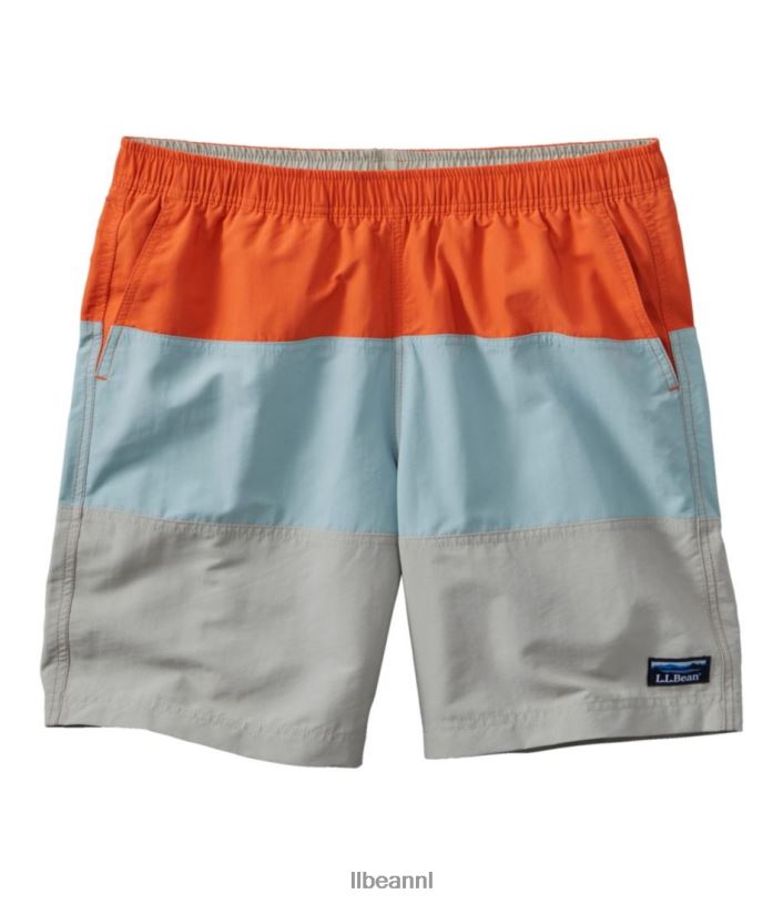 L.L.Bean Heren klassieke supplex sportshort piek oranje/blauw kwarts/houtrook kleding VT064292