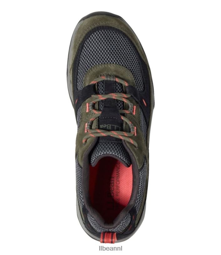 L.L.Bean Heren trailmodel 4 geventileerde wandelschoenen asfalt/zwart bosgroen schoenen VT0643832