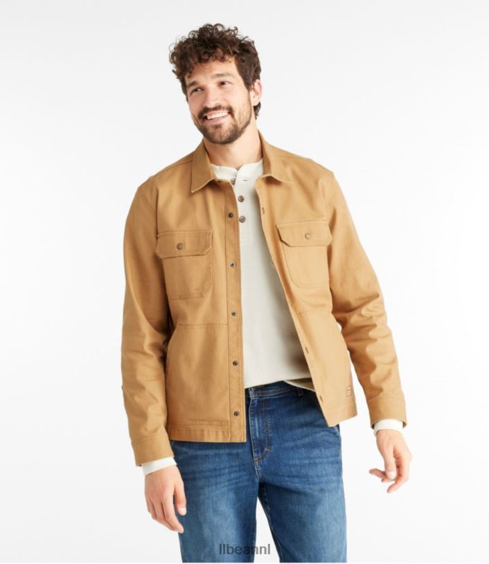 L.L.Bean Heren Beanbuilt canvas overhemd jac lichte hickory kleding VT0644915