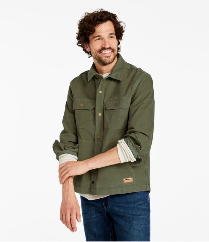 L.L.Bean Heren Beanbuilt corduroy overhemd jac moeras bruin kleding VT064124