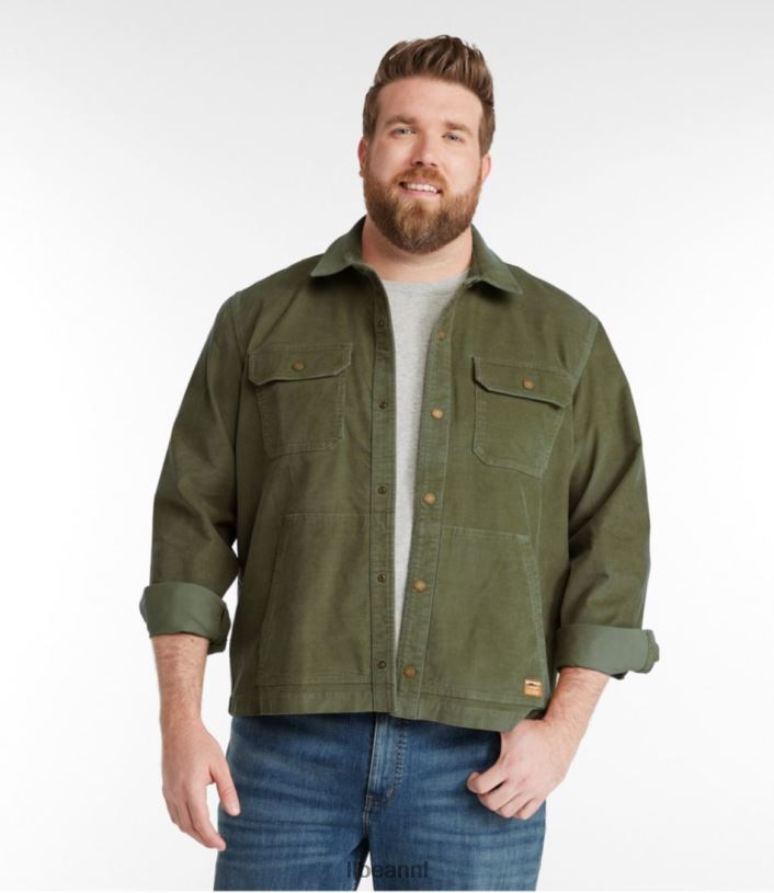 L.L.Bean Heren Beanbuilt corduroy overhemd jac moeras bruin kleding VT064124