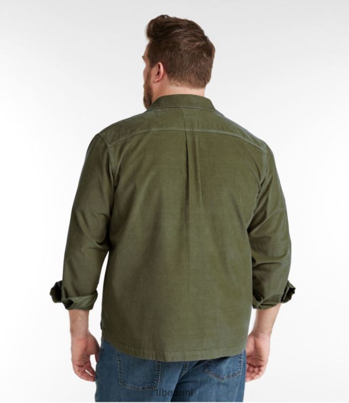 L.L.Bean Heren Beanbuilt corduroy overhemd jac moeras bruin kleding VT064124