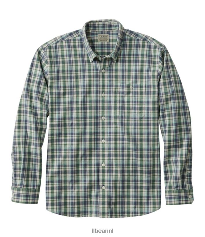 L.L.Bean Heren Comfort stretch chambray overhemd lichte everglade kleding VT064379