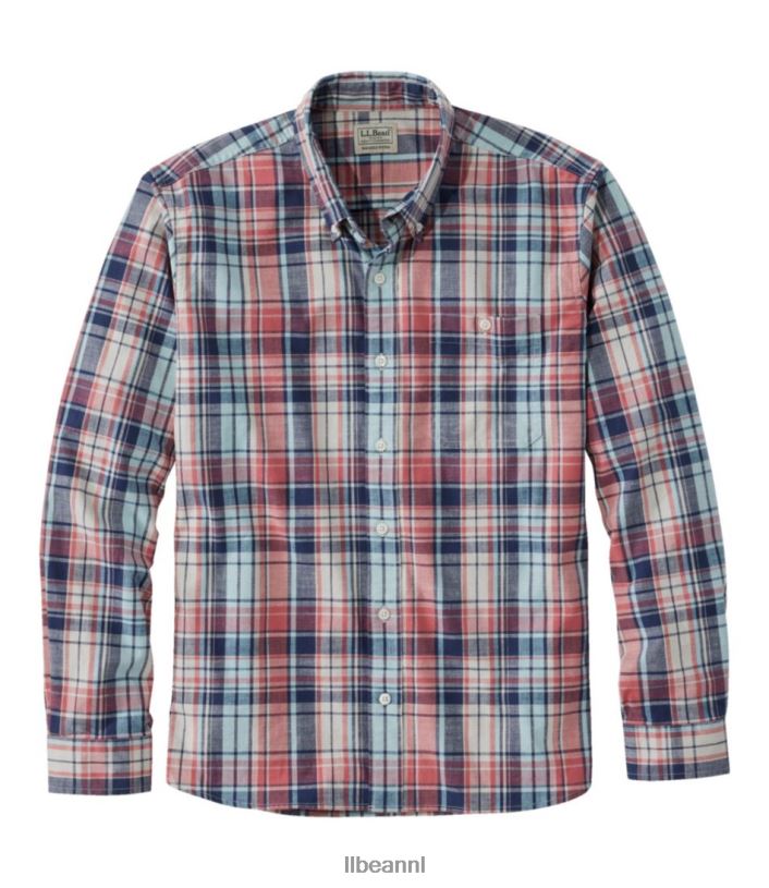 L.L.Bean Heren Comfort stretch chambray overhemd mineraal rood kleding VT0647000