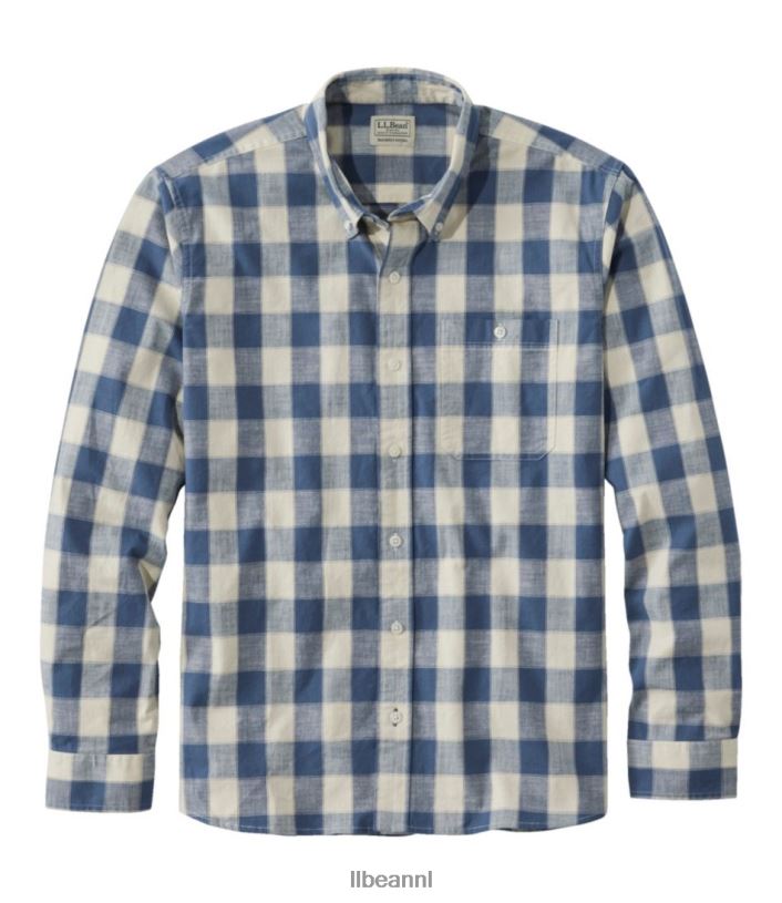 L.L.Bean Heren Comfort stretch chambray overhemd vintage indigo kleding VT0643322