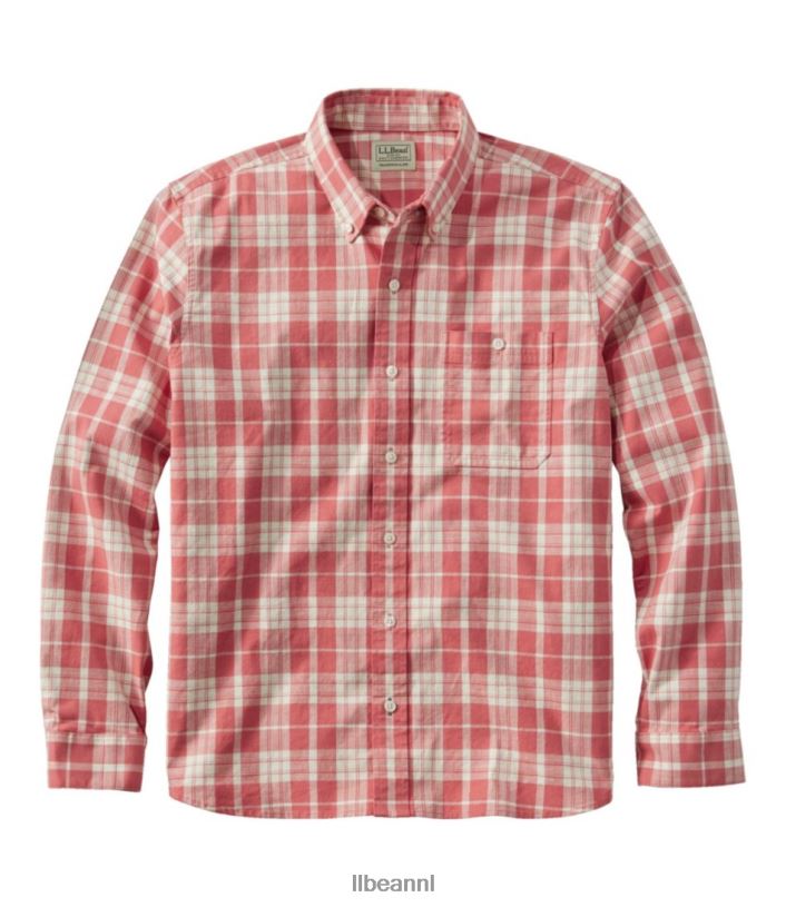 L.L.Bean Heren Comfort stretch chambray overhemd vintage rood kleding VT0646565