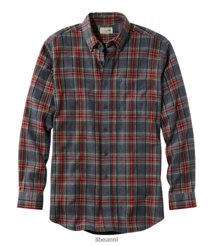 L.L.Bean Heren Schots geruit flanellen overhemd grijze steward kleding VT0644930