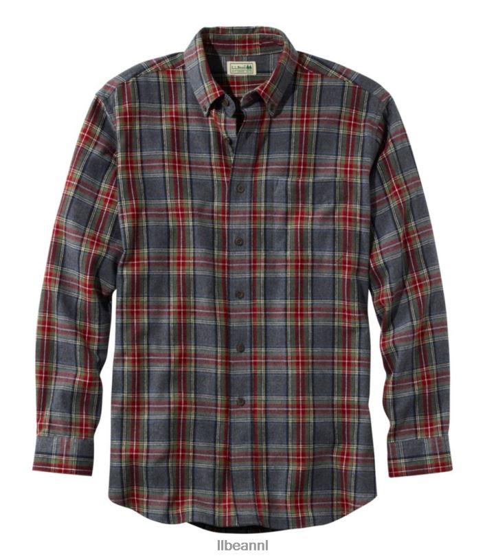 L.L.Bean Heren Schots geruit flanellen overhemd grijze steward kleding VT0645674