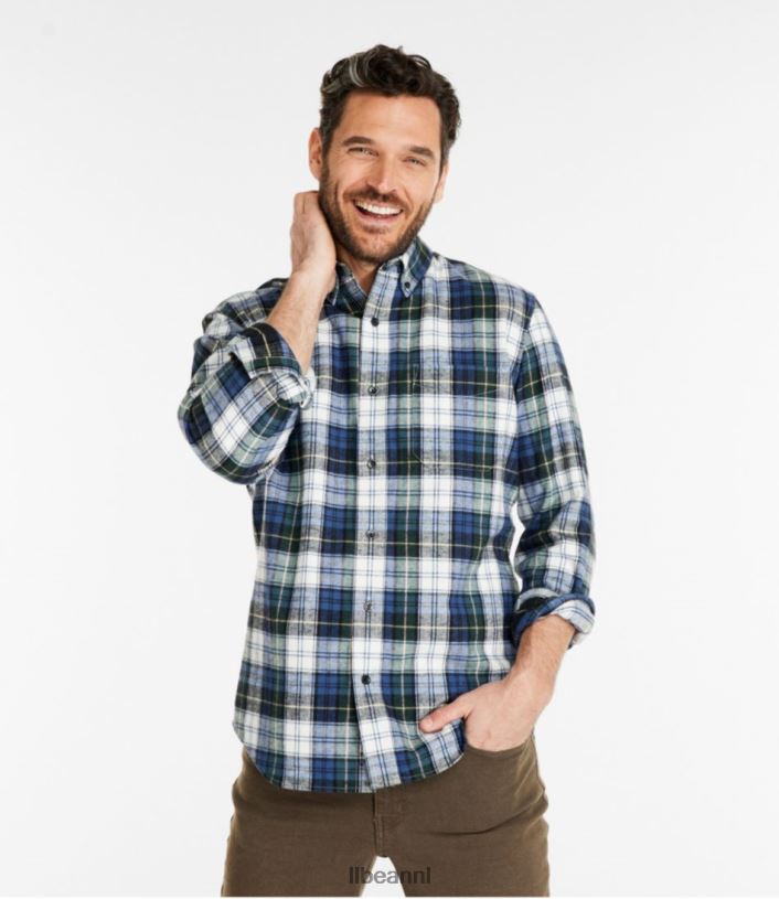 L.L.Bean Heren Schots geruit flanellen overhemd indigo tartan kleding VT064400