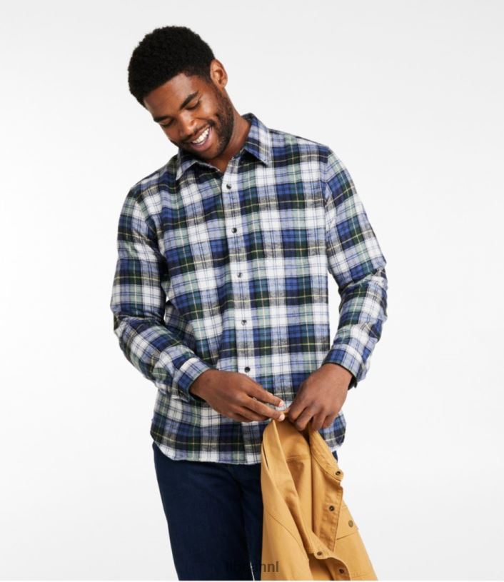 L.L.Bean Heren Schots geruit flanellen overhemd indigo tartan kleding VT064505