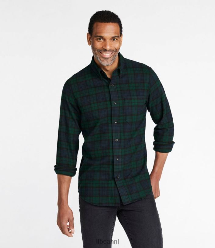 L.L.Bean Heren Schots geruit flanellen overhemd vrijhaven grijs kleding VT0645935
