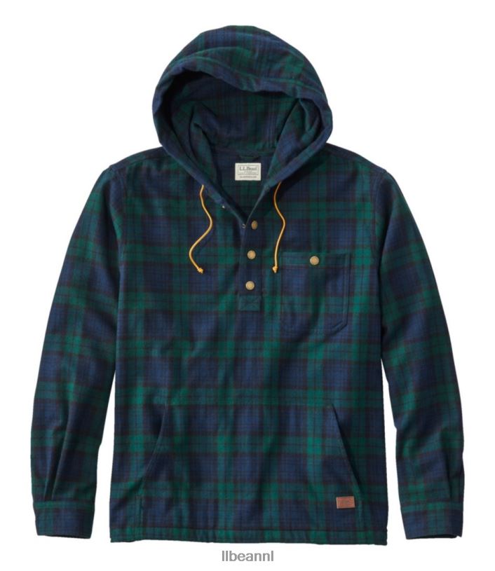 L.L.Bean Heren Schots geruit flanellen overhemd zwart horloge kleding VT0646649